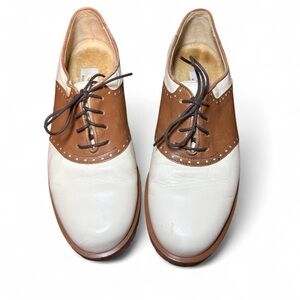 Talbots White and Brown Leather Saddle Oxfords